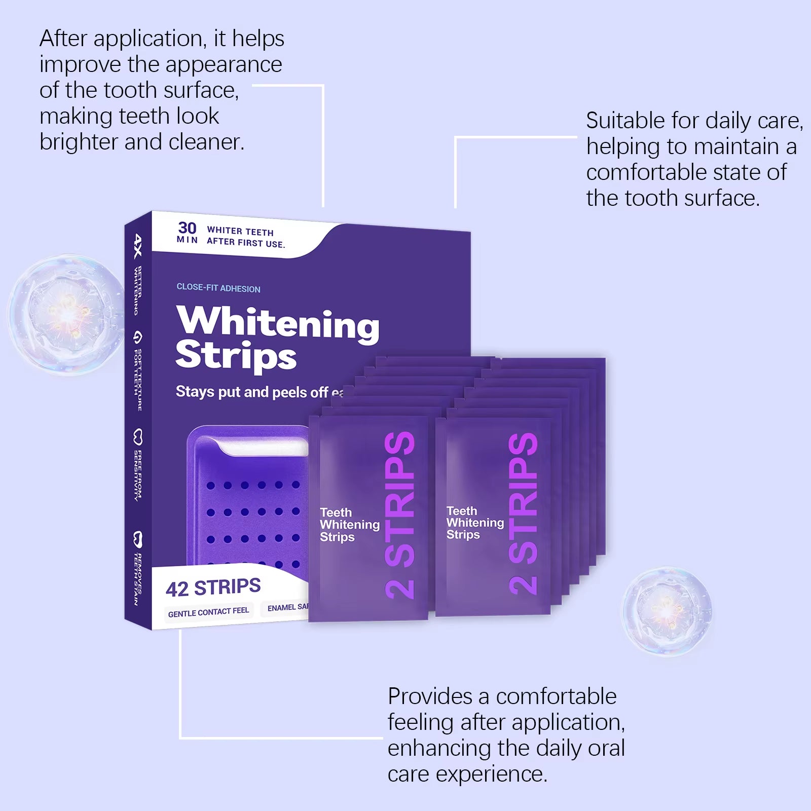 Brighten Your Smile: Purple Teeth Whitening Strips for Lasting Stain Removal and Oral Care