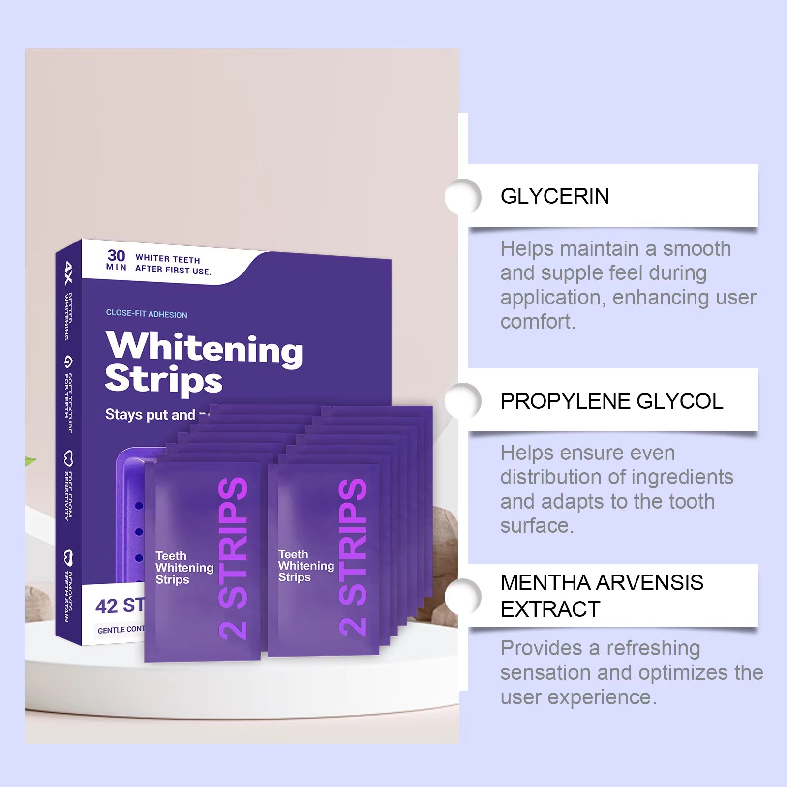 Brighten Your Smile: Purple Teeth Whitening Strips for Lasting Stain Removal and Oral Care