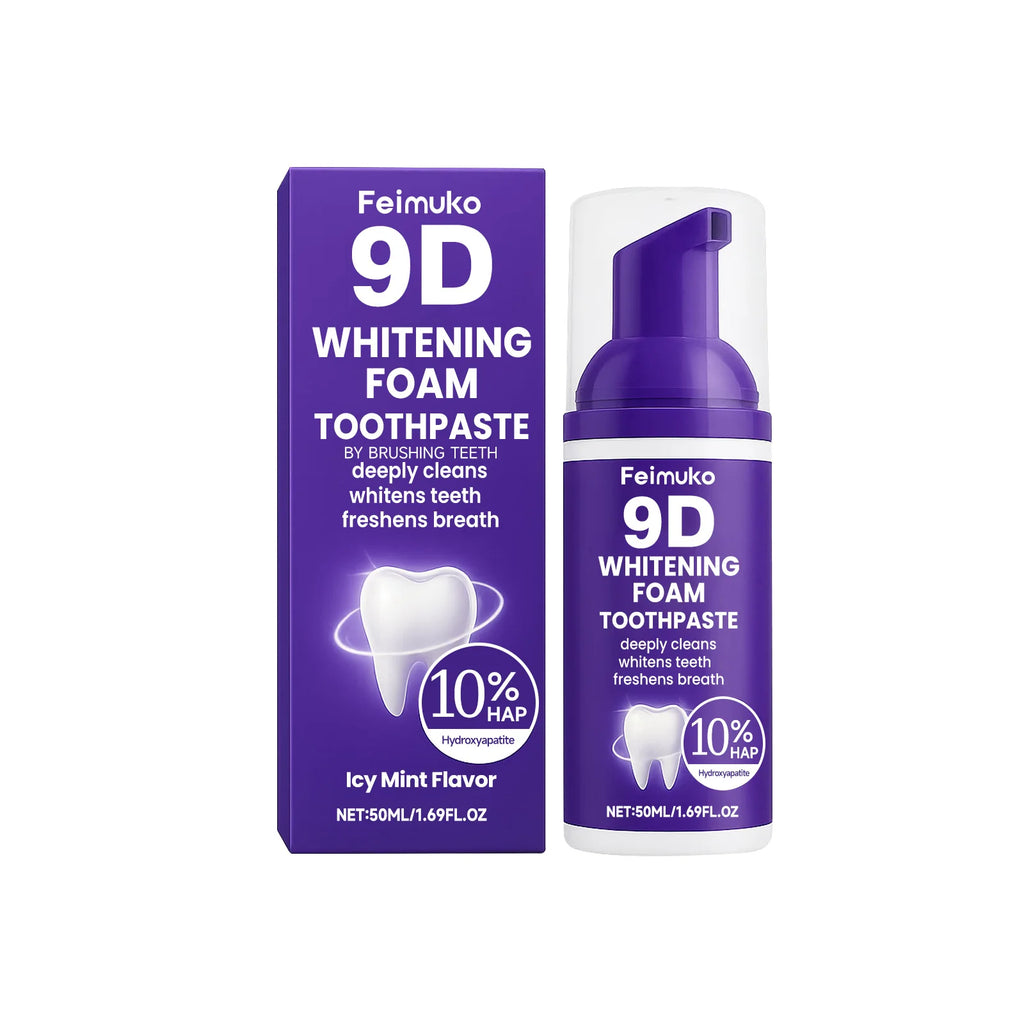 Transform Your Smile with 9D Purple Tooth Mousse - Whitening Foam Toothpaste with 10% Hydroxyapatite for Fresh Breath & Stain Removal, Perfect for Travel!